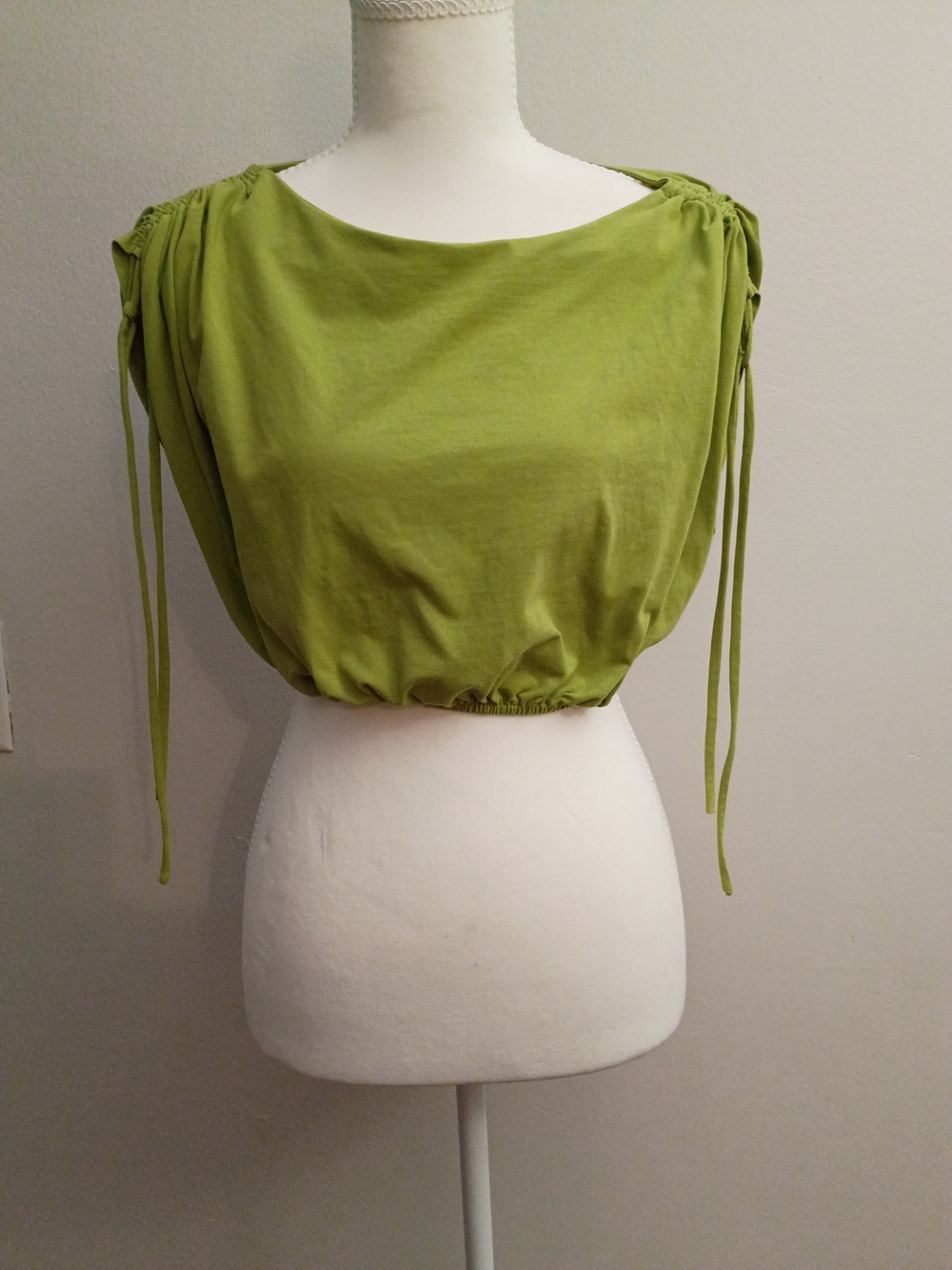 HYFVE Olive Green Drawstring Shoulder Crop Top